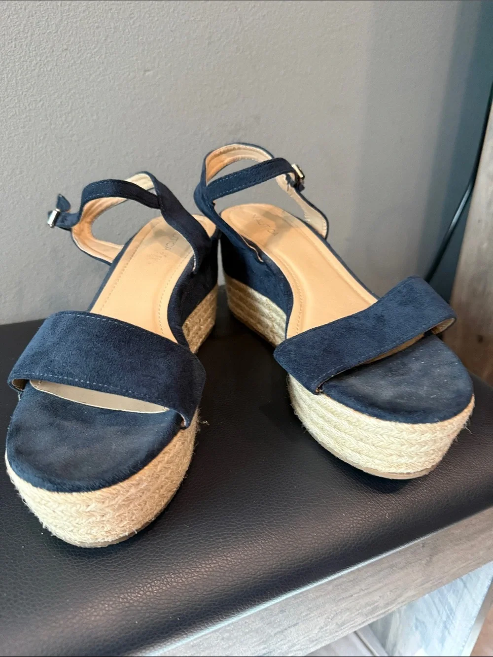 Nautica Navy Suede Espadrille Platform Sandals